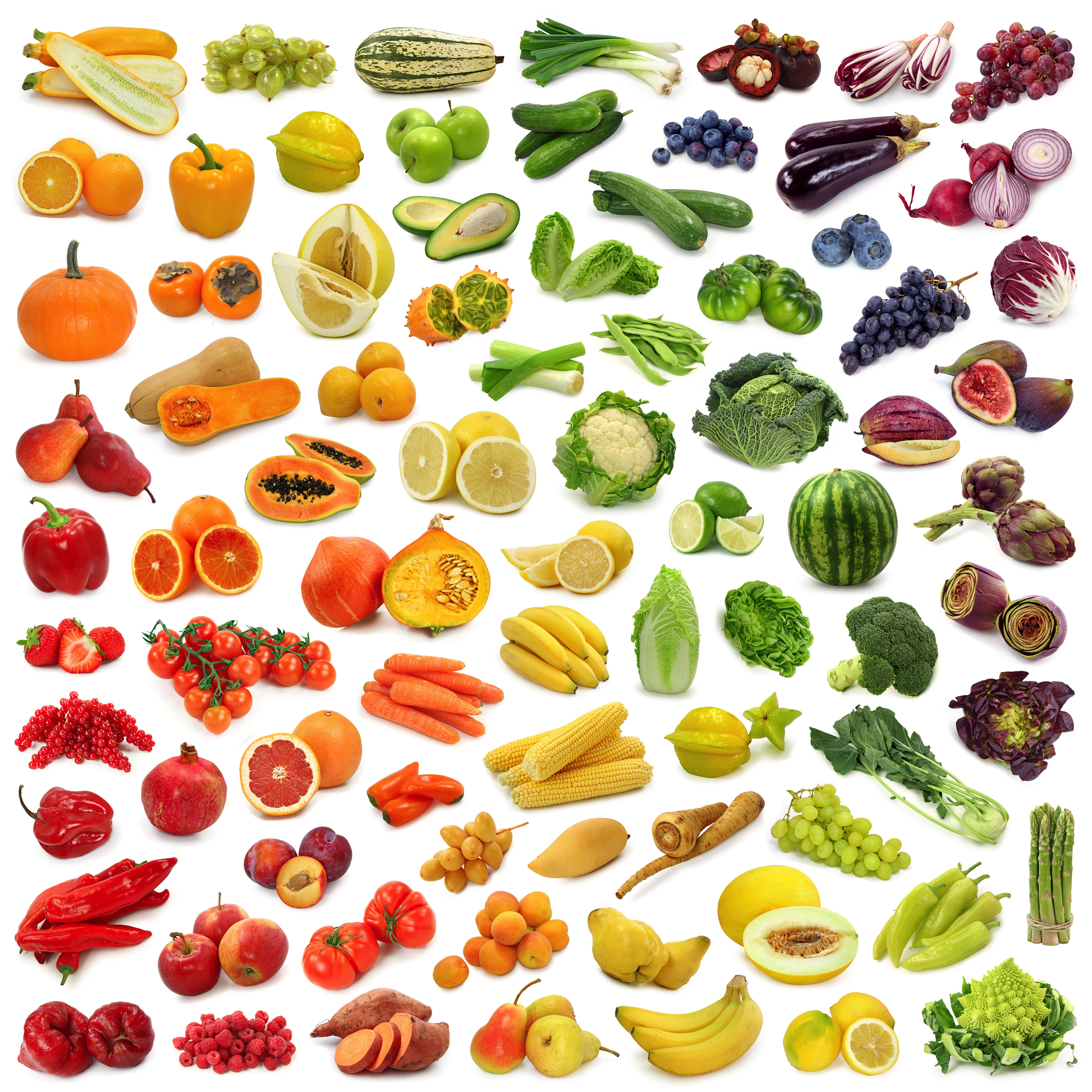 yellow vegetables and fruits